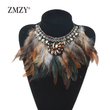 

ZMZY New Necklace Fashion Chain Multilayer Long Feather Necklace Luxury Statement Necklaces Bijoux Jewelry Wholesale