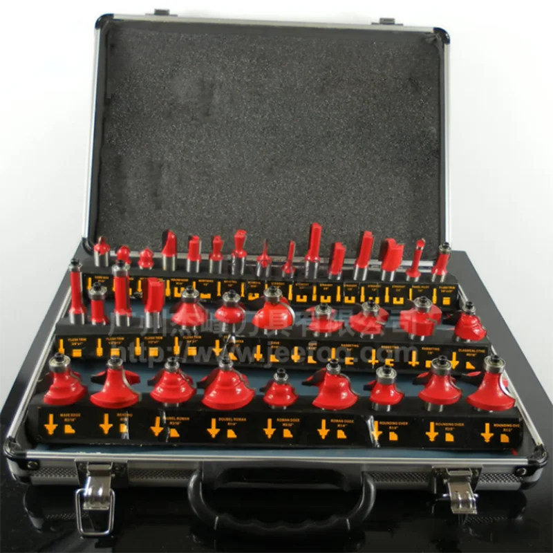 

* 35pcs 1/4 Inch (6.35mm) Shank Tungsten Carbide Tip Router Bit Set Woodworking Tool