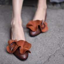 Artdiya/оригинальные женские туфли в винтажном стиле с цветочным принтом; женские туфли с острым носком; мягкие туфли ручной работы из натуральной кожи; 90318