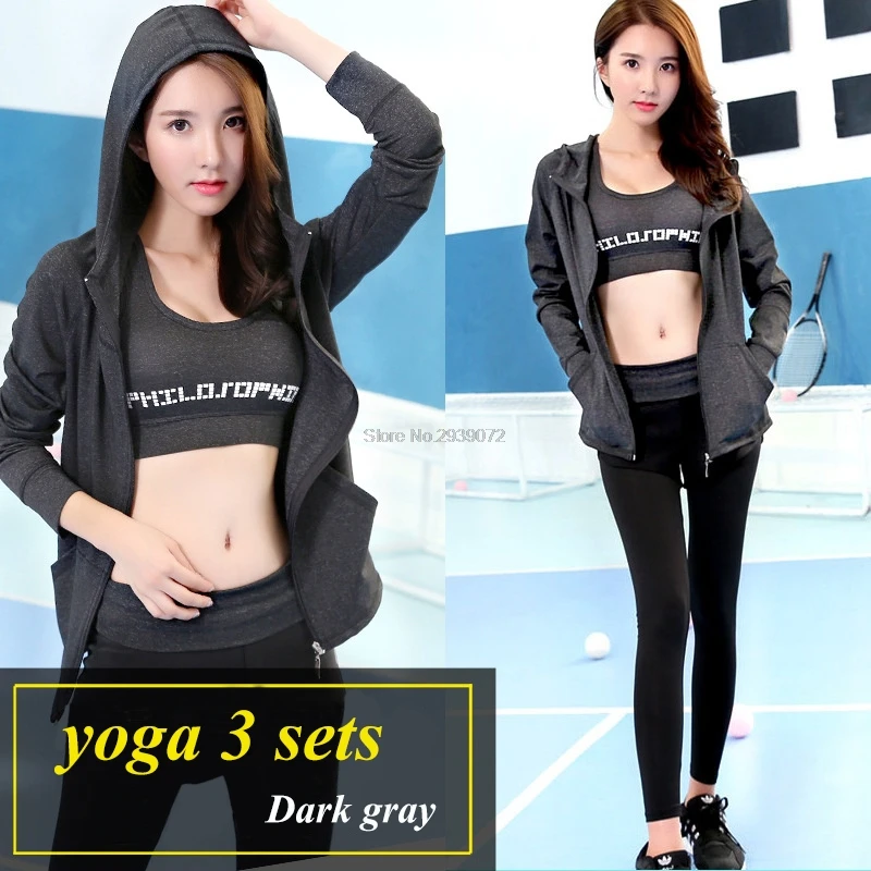 

Hot Sale Women 3 Piece Yoga Sets Fitness Clothes Lulu sports suits Training Crossfit jogging Suit Workout Outfit Gym Activewear