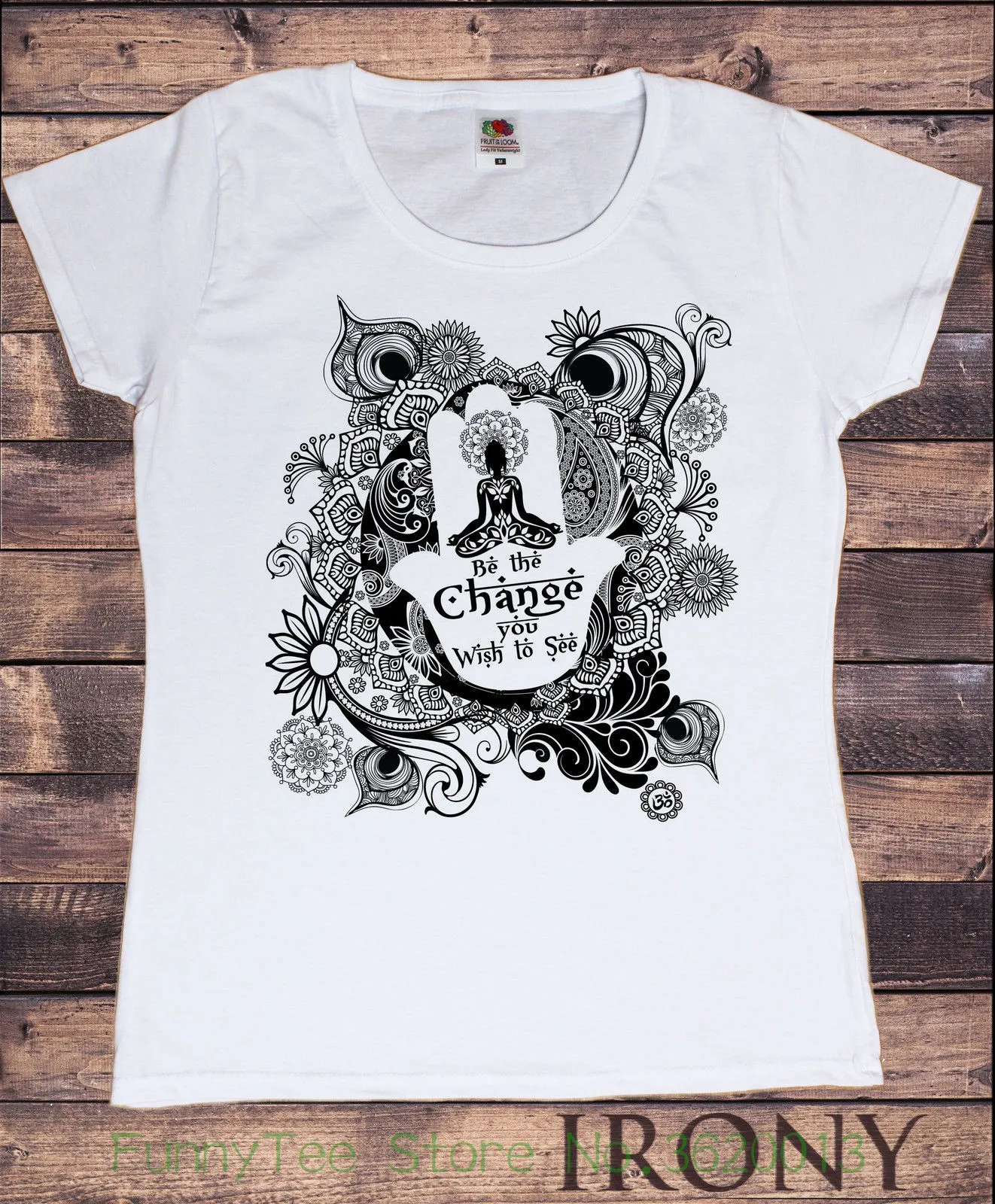 Camiseta de las mujeres camiseta para dama se el cambio de usted quiere ser yogatraining meditacion Zen estampado algodón orgánico