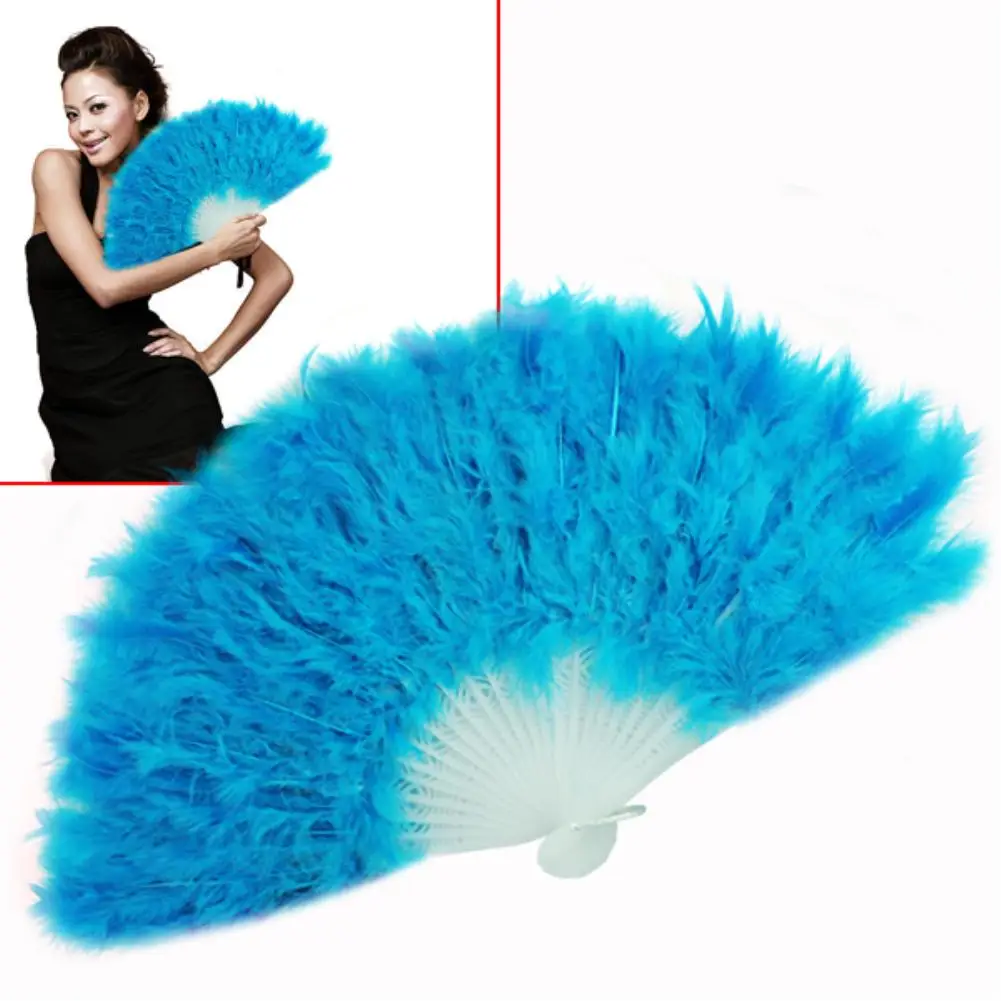 WITUSE 10 цветов классические свадебные вечерние принадлежности Необычные костюмы для женщин Showgirl перьевые вееры складные танцевальные веера 10 шт./лот - Цвет: Blue