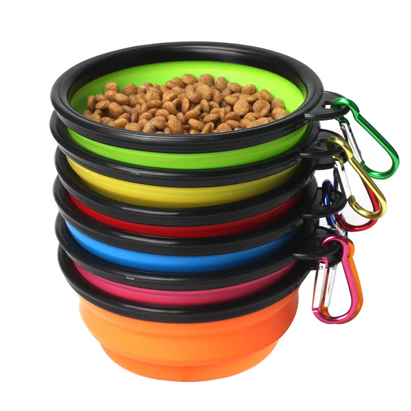 

Dog folding bowl pet silicone bowl portable outdoor dog drinking bowl folding retractable bowl