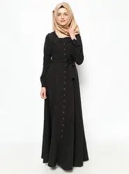 2018 Новое поступление Исламская черный одежда для женщин мусульманских стран длинное платье для Для женщин малайзийские Абайи в Дубае