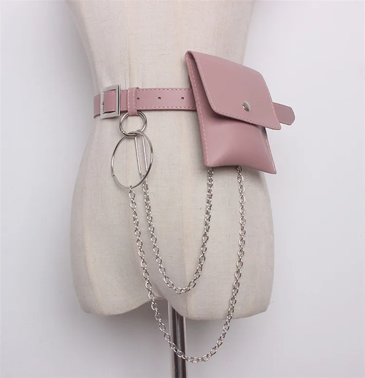 Mihaivina, Женская поясная сумка, кожа, женский пояс, цепь, сумки, модная поясная сумка, поясная сумка, Женский поясной ремень, сумка для телефона - Цвет: pink