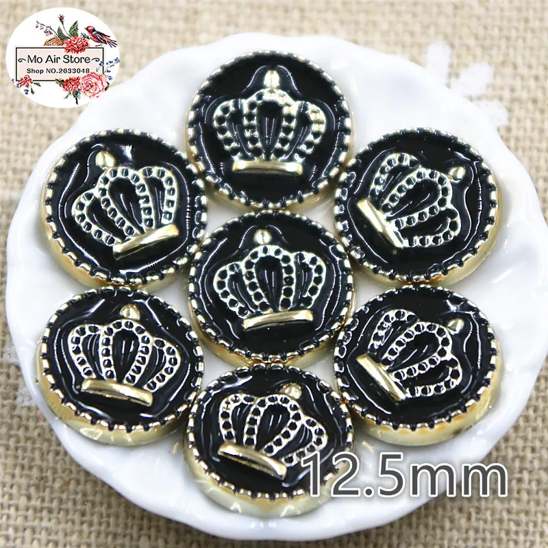 

50pcs 12.5mm round crown flat back Buttons Home Garden Crafts Cabochon Scrapbooking DIY Accessories