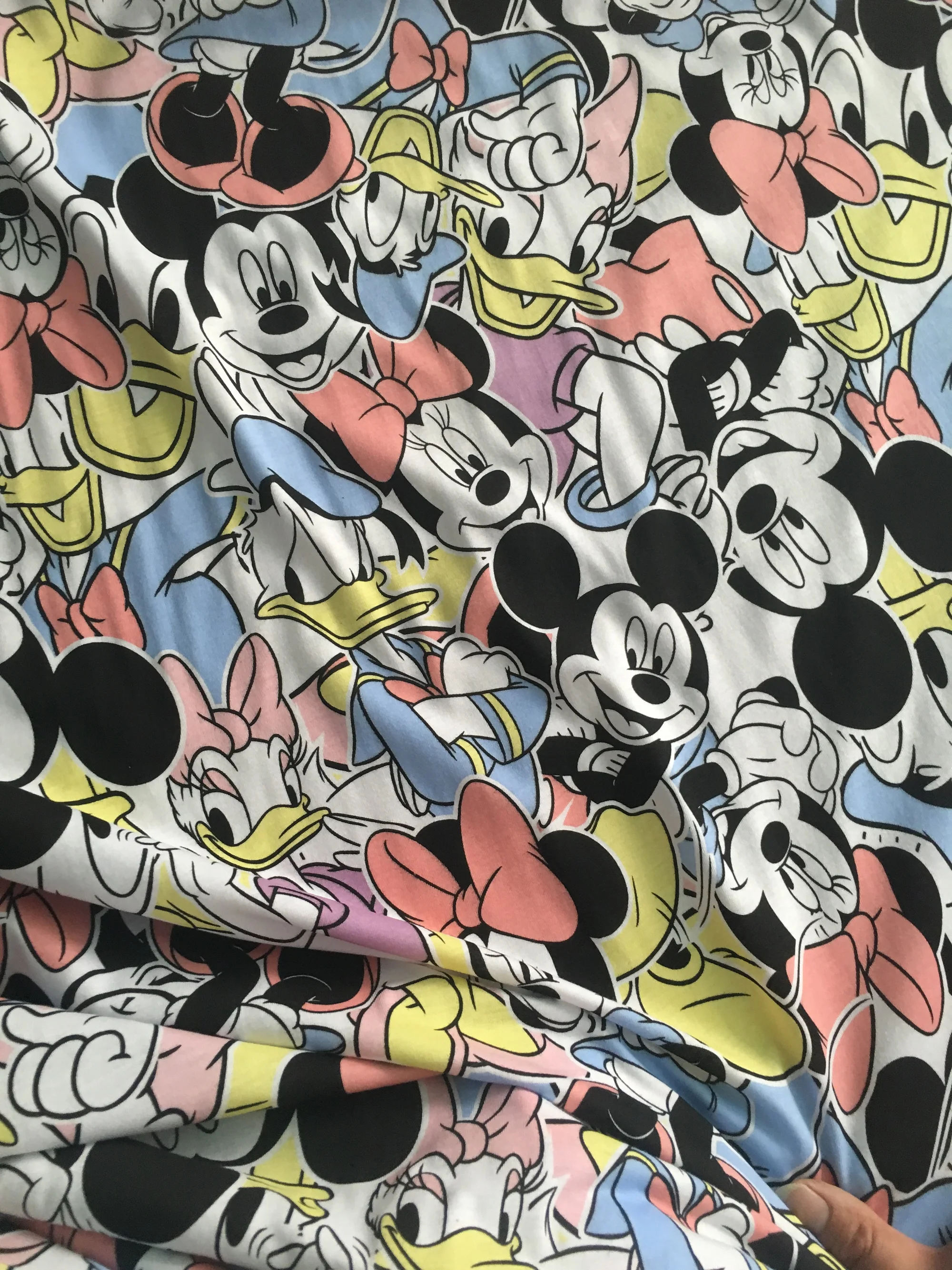 

50*165cm mickey minnie elasticity pattern knitted cotton fabric For Sewing diy Patchwork baby boy girl shirt jacket