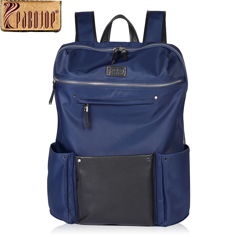 

Pabojoe Men Fashion Casual Backpack Waterproof Brand Capacity Blue Zipper Mochila Solid Pattern