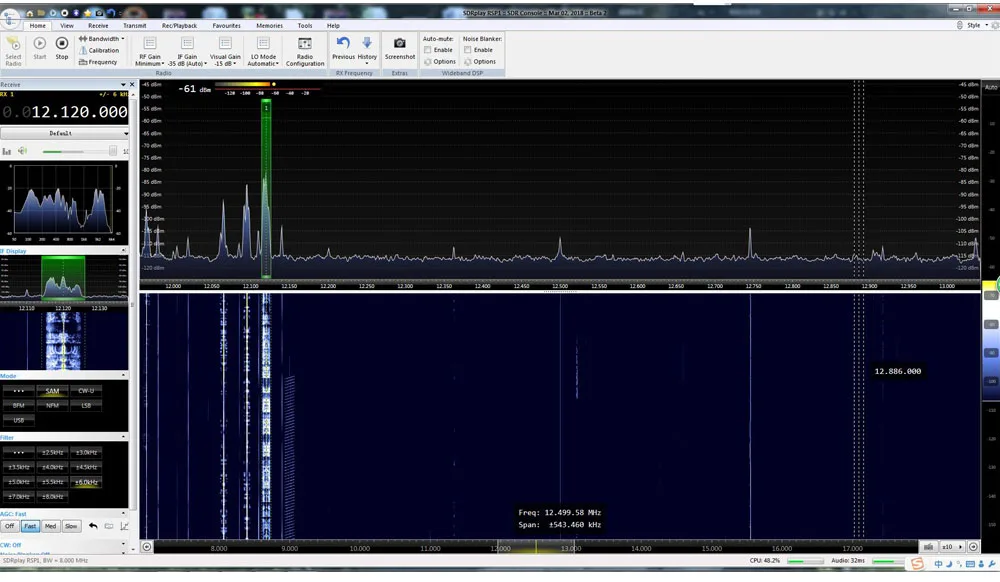 Широкополосное программное обеспечение MSI. SDR 10 кГц до 2 ГГц panadapter SDR приемник 12-bit ADC Совместимость sdrplay RSP1 B9-006