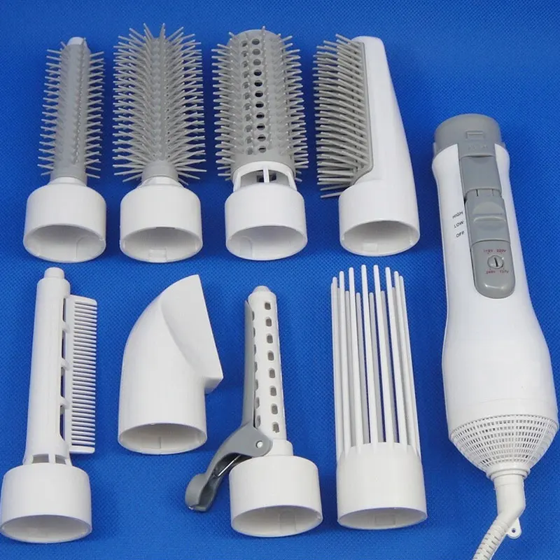 

New 8 in 1 Hair Dryer Electric Hair Curler Roller Professional Blow Powerful Hairdryer Brush Comb with Attachments EU US plug