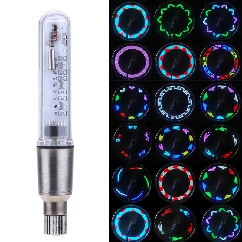 

30 Patterns Colorful 7LED RGB Bicycle Wheel Tire Valve Caps Light New Waterproof Bike Lamp Bike Accessories