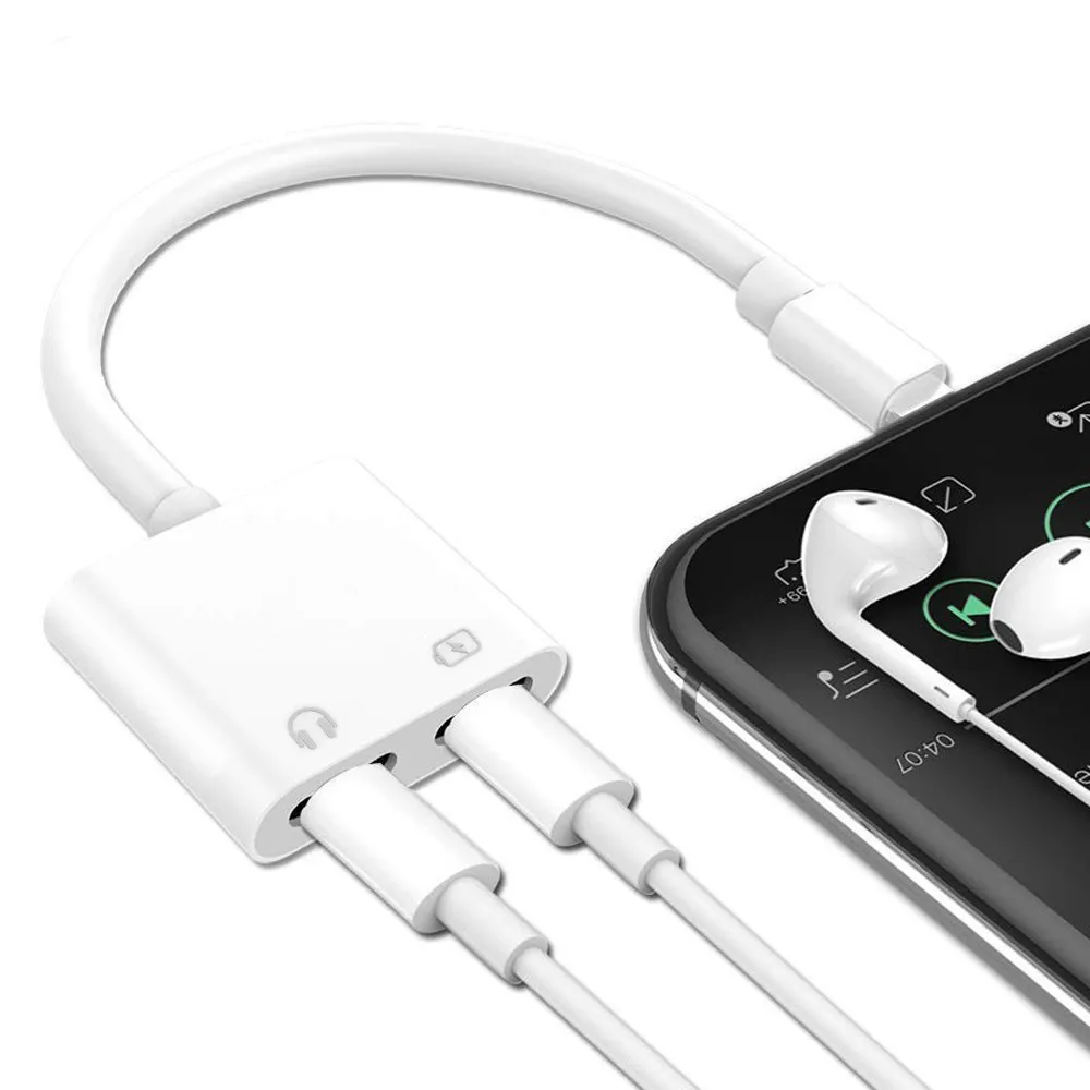 Двойной сплиттер адаптер для iPhone 7 8 Plus X XS Max XR 2 в 1 разъем наушников аудио зарядка