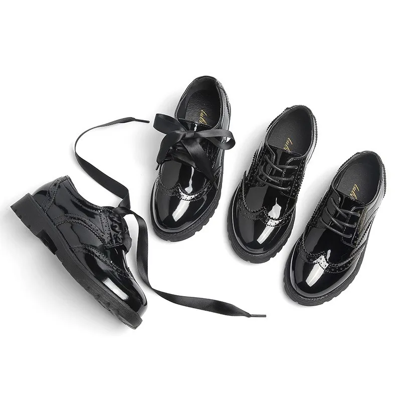 

Genuine Leather Children shoes Girls Boys Wedding Dress Shoes Kid Black School Performance Formal Flat Loafer Moccasins Shoes