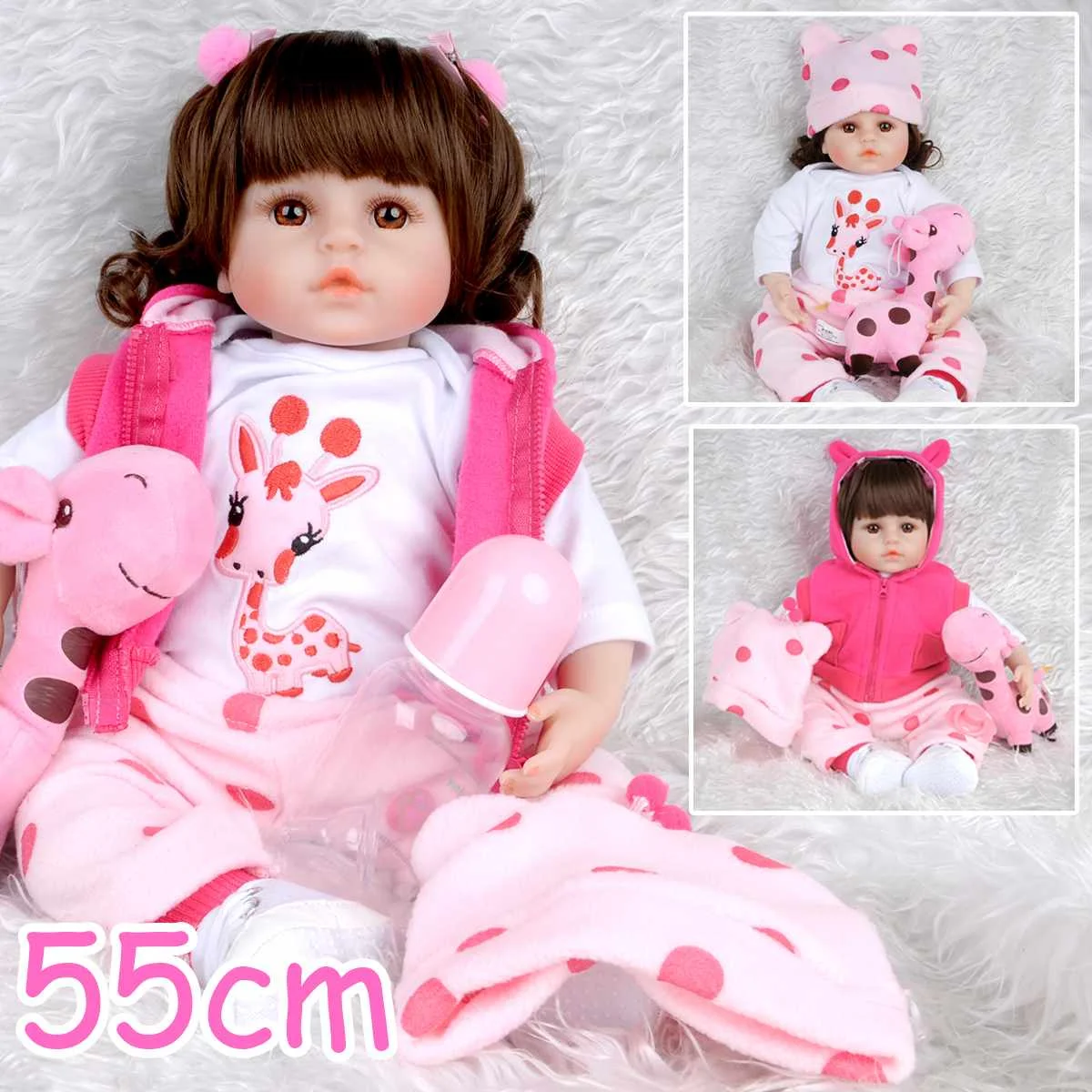 

55cm Handmade Cute Baby Doll Soft Silicone Realistic Babies Dolls Child Toy For Kids Birthday Christmas Gifts