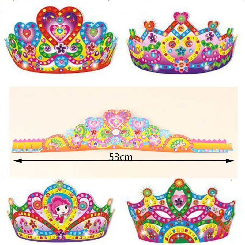 

5pcs EVA DIY handmade birthday crown for girls/Kids child 53cm long color paper art craft work for kindergarten educational toys