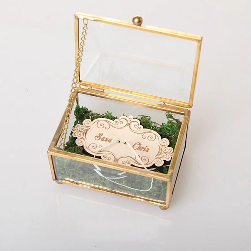 Unique Wedding Favors Hexagonal Geometric Ring Box Flower Jewelry Box Ring Bearer Pillow For Wedding Decorations