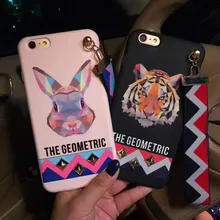 Zmasi Harajuku Геометрическая Тигр Орел заклепки чехол с Ремешок для iPhone 6 6S 7 7 Plus Лев Кролик Мягкий ТПУ Задняя принципиально крышка