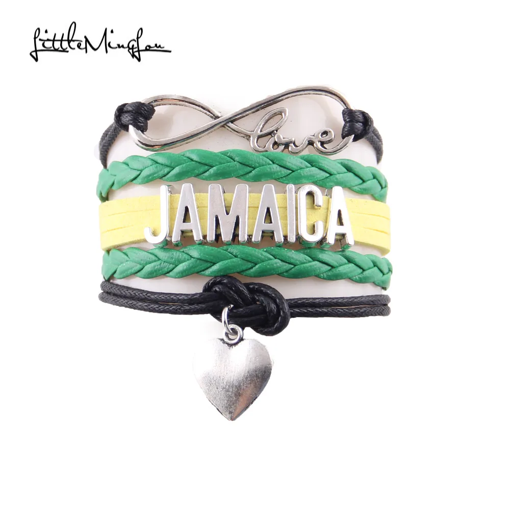

Infinity love Jamaica women Bracelet stacks heart charm leather braid wrap bracelets & bangles for women jewelry accessories