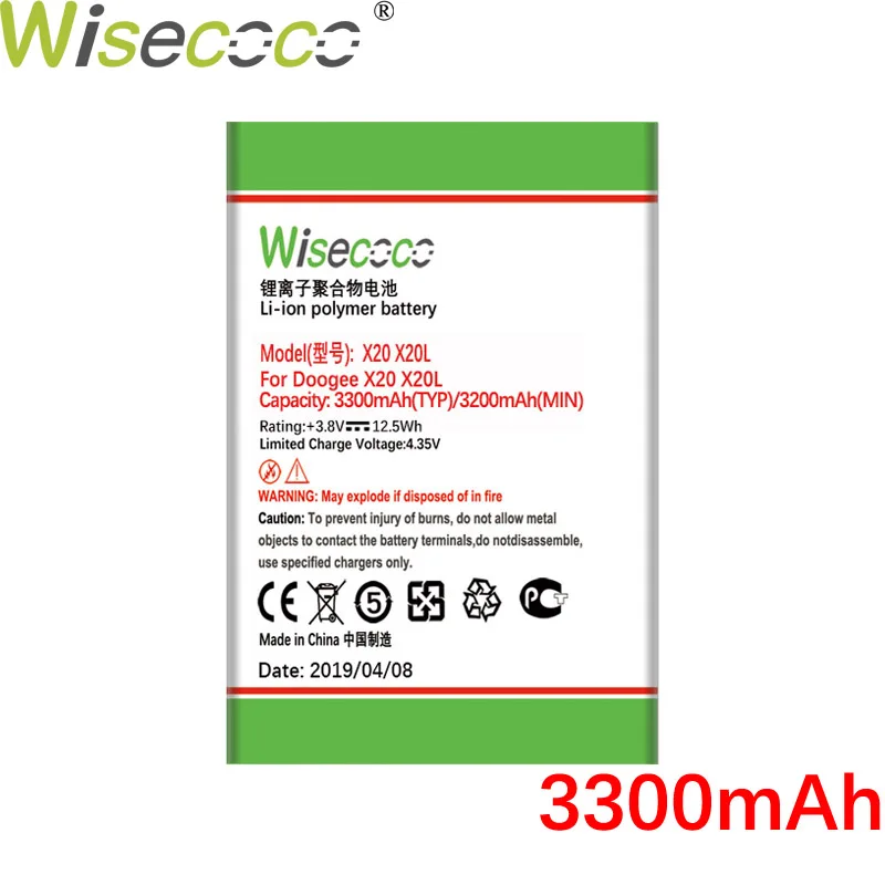 

Wisecoco BAT17582580 3300mAh New Powerful Battery For DOOGEE X20 X 20 X20L Phone Battery Replacement + Tracking Number