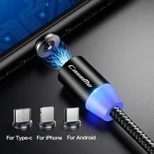 CaseMe светодиодный магнитный кабель для Micro usb type-C, крепкий кабель для iPhone X, Xr, Xs Max, 1 м, магнитный кабель для быстрой зарядки, кабели для зарядки