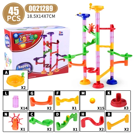29-105 шт мраморные гоночные беговые лабиринты, шарики, строительные блоки DIY, строительные пластиковые трубы, кирпичи, совместимые с брендом, блоки - Цвет: 45pcs with box