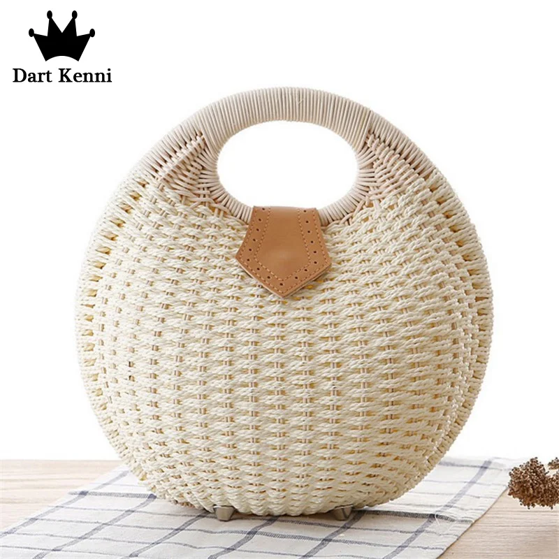 

Designer New DIY Handmade Woven Rattan Bag Shell Shape Straw Bag Small Beach HandBags Crossbody Bags For Women Bohemian Tote Bag