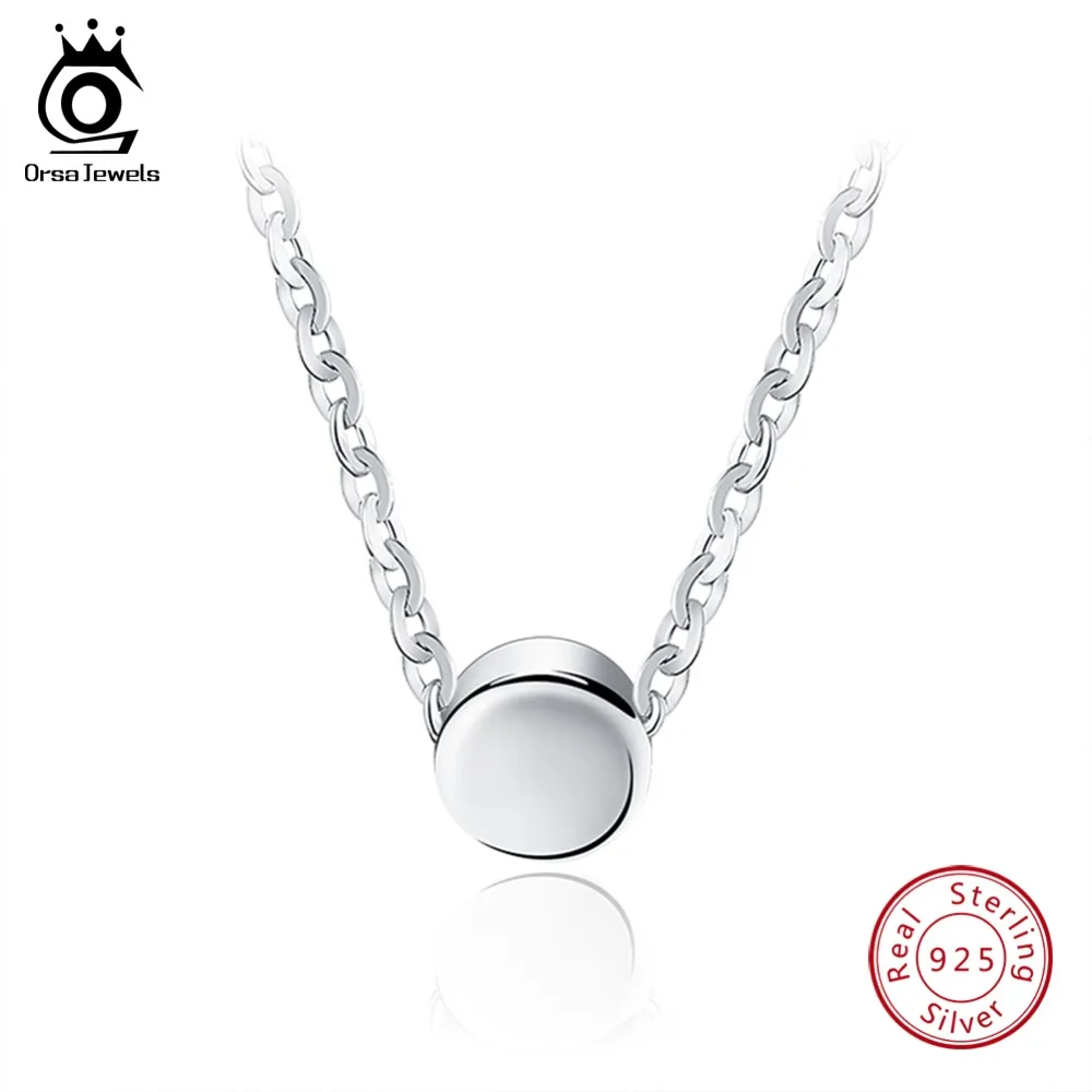 ORSA JEWELS 925 пробы Серебряное ожерелье для женщин с круглой подвеской 5 мм образец дизайн серебро 925 ожерелье ювелирное изделие подарок OSN04