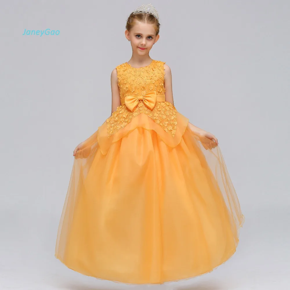 

JaneyGao Flower Girl Dress For Wedding Partyl First Communion Dress Teenage Long Dress Tulle Wine Red Fresh Green Pageant Gown