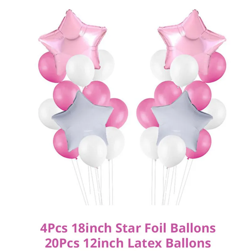 Розовые гелиевые шары с цифрами на день рождения для девочек 3 лет, Детские вечерние украшения на день рождения, синие вечерние украшения для мальчиков - Цвет: 1set Pink set