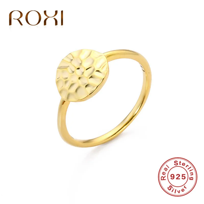 

ROXI 925 Sterling Silver Rings for Women Minimalist Engagement Rings Vintage Fine Jewelry Geometric Round Finger Ring Jewelry