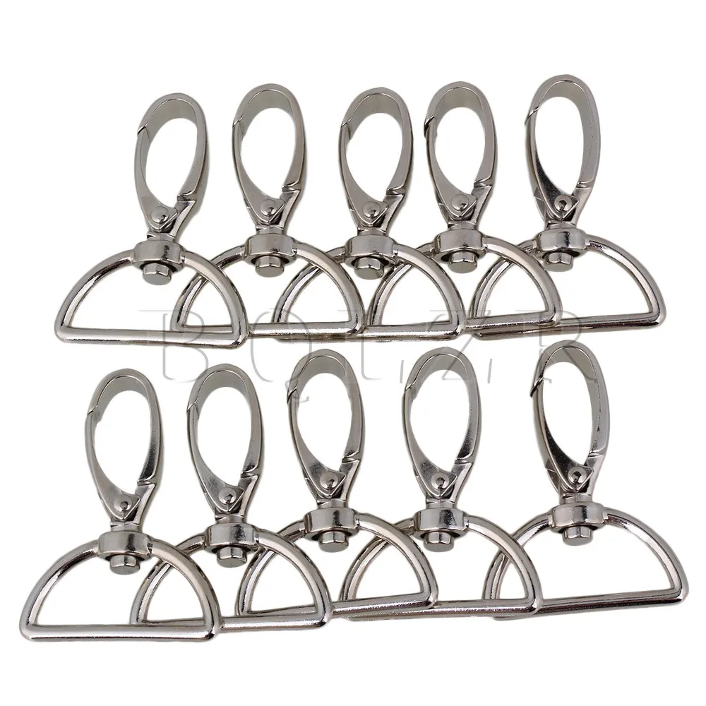 

BQLZR 10PCS D-shape Swivel Zinc Alloy Plating Clasps Buckle Trigger Snap Hook 38mm