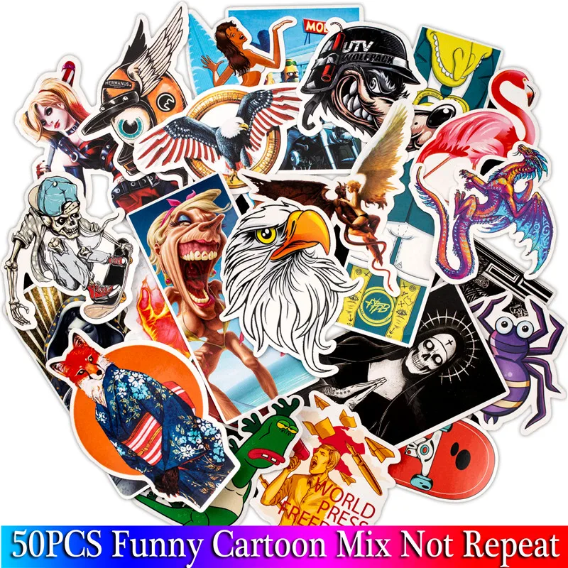 

50PCS Cute Anime Sticker Funny Cartoon Eagle Decal Sticker For Children DIY Luggage Laptop Motorcycle Skateboard Guitar Sticker