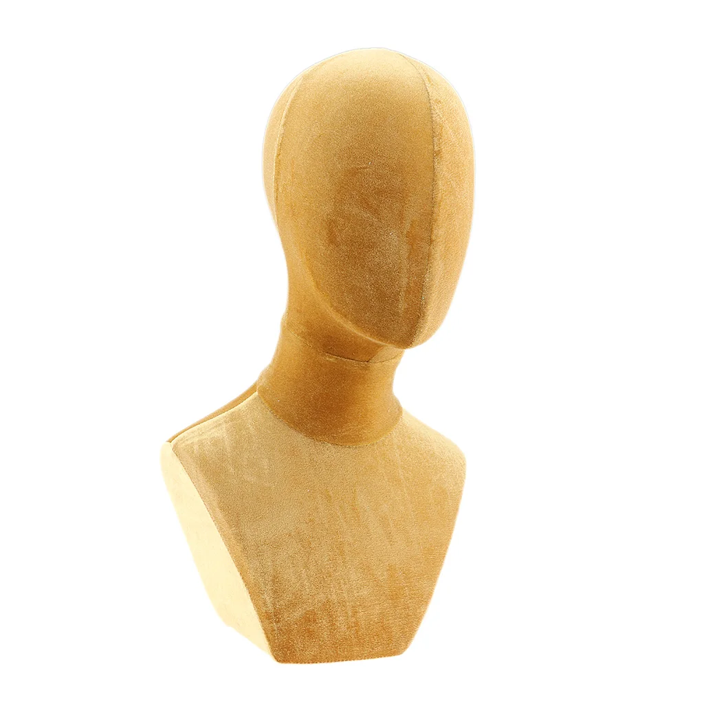 Velvet Foam Head Model, Hair Wig Hairpiece Making Display Stand, Mannequin Manikin Head with Shoulder Bust