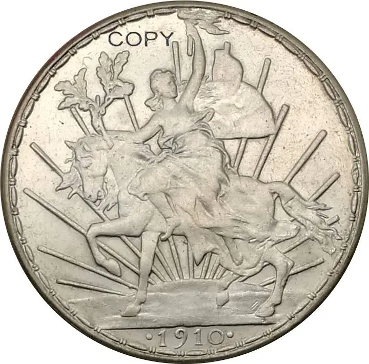 

Mexico 1910 ESTADOS UNIDOS MEXICANOS UN PESO Brass Silver Plated Copy Coin