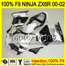 8Gifts Injection mold Body For KAWASAKI NINJA ZX-6R 00-02 1HM77 ZX 6R ZX6R 00 01 02 ZX636 636 2000 2001 2002 Fairing white black