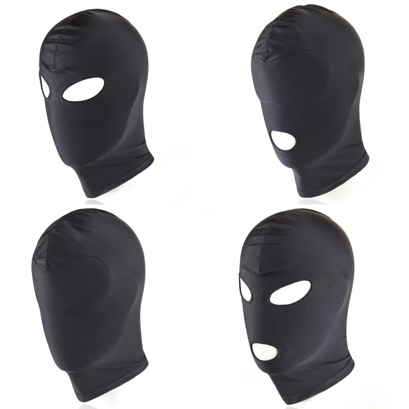 Эластичная черная маска унисекс с капюшоном, 4 стиля, маска для рта и лица, Эротическая, для взрослых, пара, флирт, игрушки, карнавальные, косплей, аксессуары