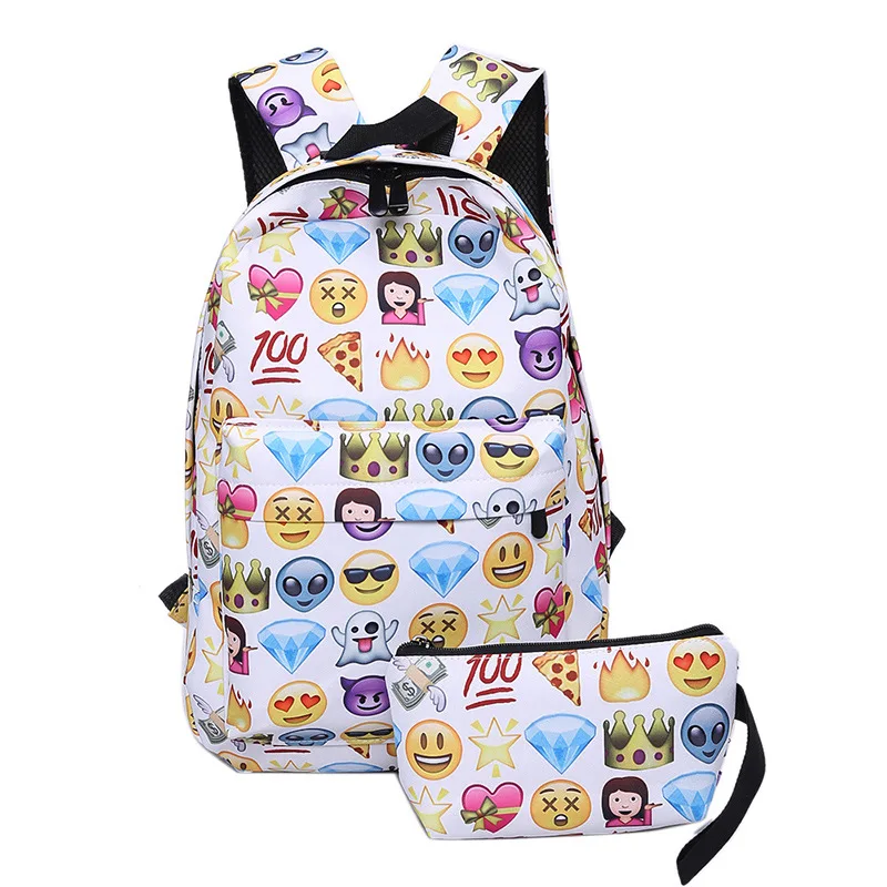 Women's Backpack Mochila Emoji Smiley Template School Bags For