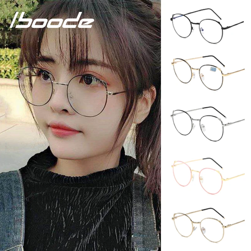 

iboode Reading Glasses Women Men Anti Blue Light Ray Glasses Cat Ear Metal Frame Spectacle Optical Eyewear Diopter +1.0~4.0