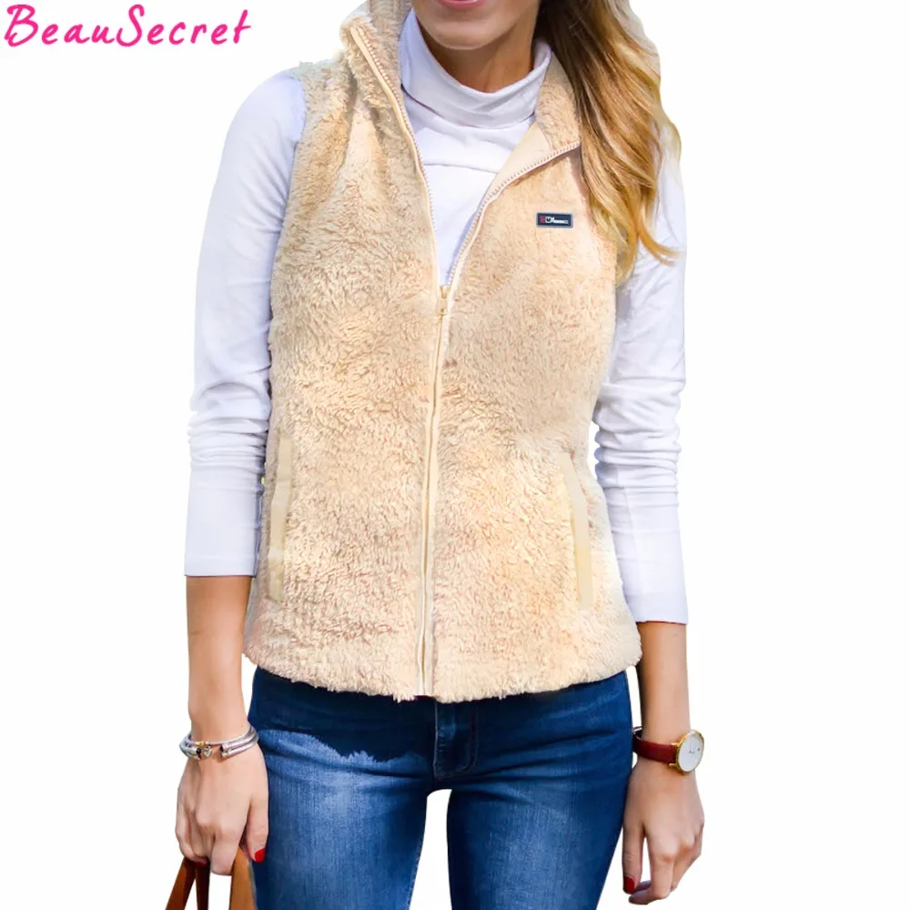 Fleece Vest Coat Women's Faux Fur Waistcoats Sleeveless Autumn Winter