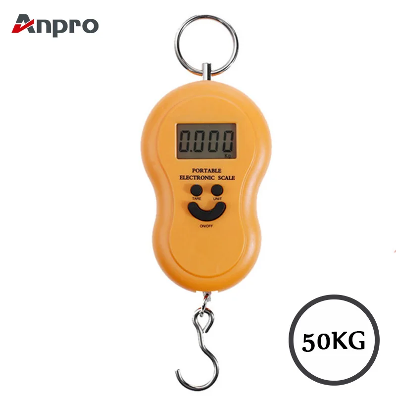 

Anpro 50Kg Mini Digital Scale For Fishing Luggage Travel Weighting kitchen Steelyard Hanging Electronic Hook Scale KG/LBS/JIN/OZ
