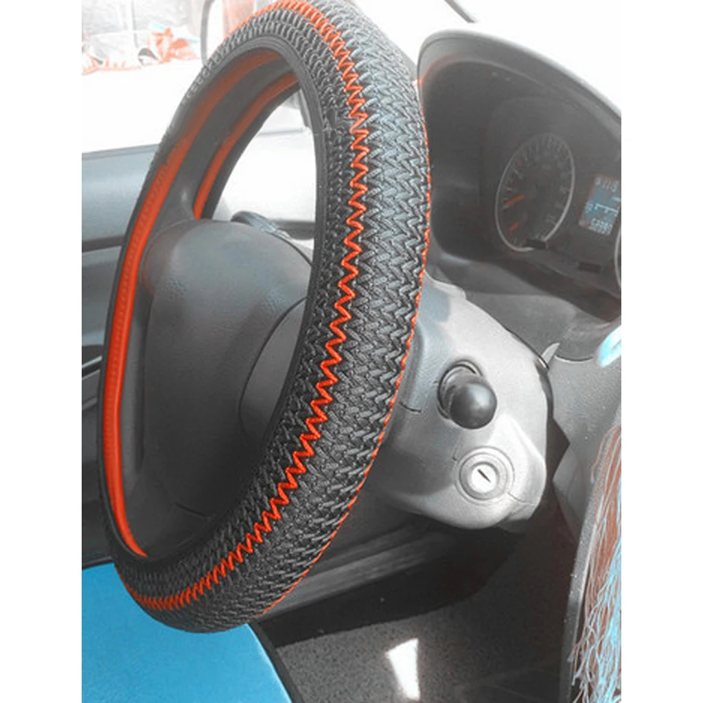 

Ice Silk Breathable Non-Slip Steering Wheel Cover Sport Universal For Diameter 38cm / 14.96 inch Auto Car Accessories