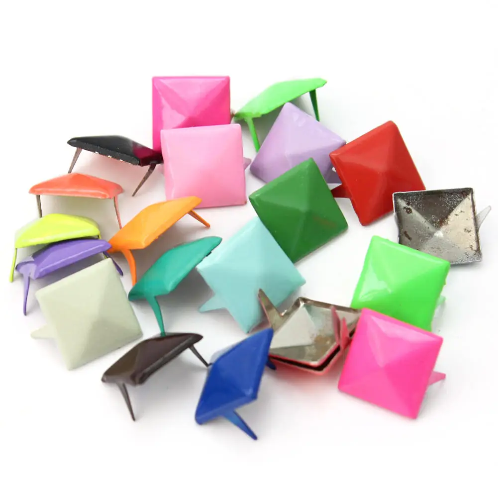 

100x Metal Pyramid Studs Punk Rock DIY Leathercraft Clothes Shoes Bags Accessory Square Rivet Studs and Spikes for Clothing Shoe