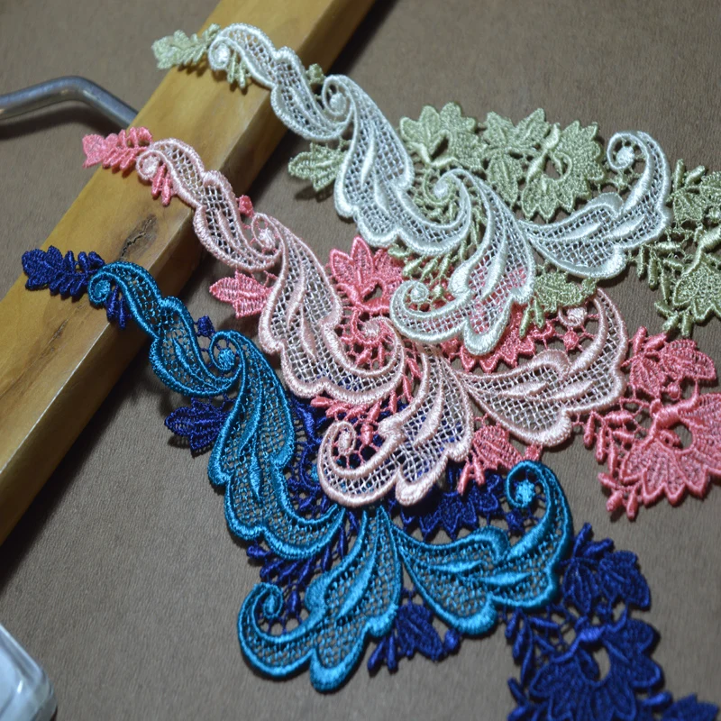 

(3pcs/lot)big blue~green~pink Sewing Floral Motif Venise Lace Applique for Garment Embroidery Lace patches17112609