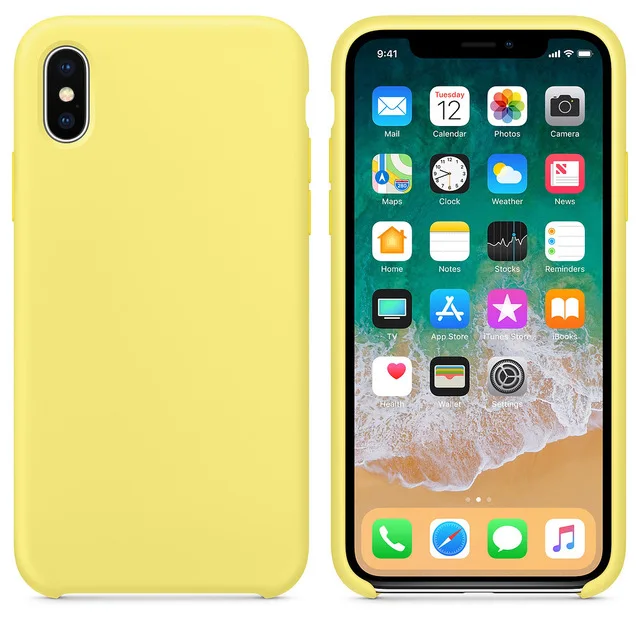 Konsmart жидкий силиконовый чехол для телефона для Apple iPhone X XR XS Max 6 6s 7 8 Plus противоударный мягкий ТПУ простой чехол - Цвет: Цвет: желтый