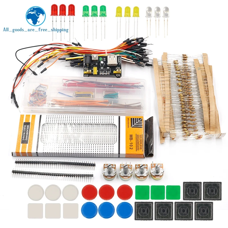 TZT общие части посылка+ 3,3 В/5 В силовой модуль+ MB-102 830 точек Макет+ 65 гибких кабелей+ Перемычка провода коробка для Arduino