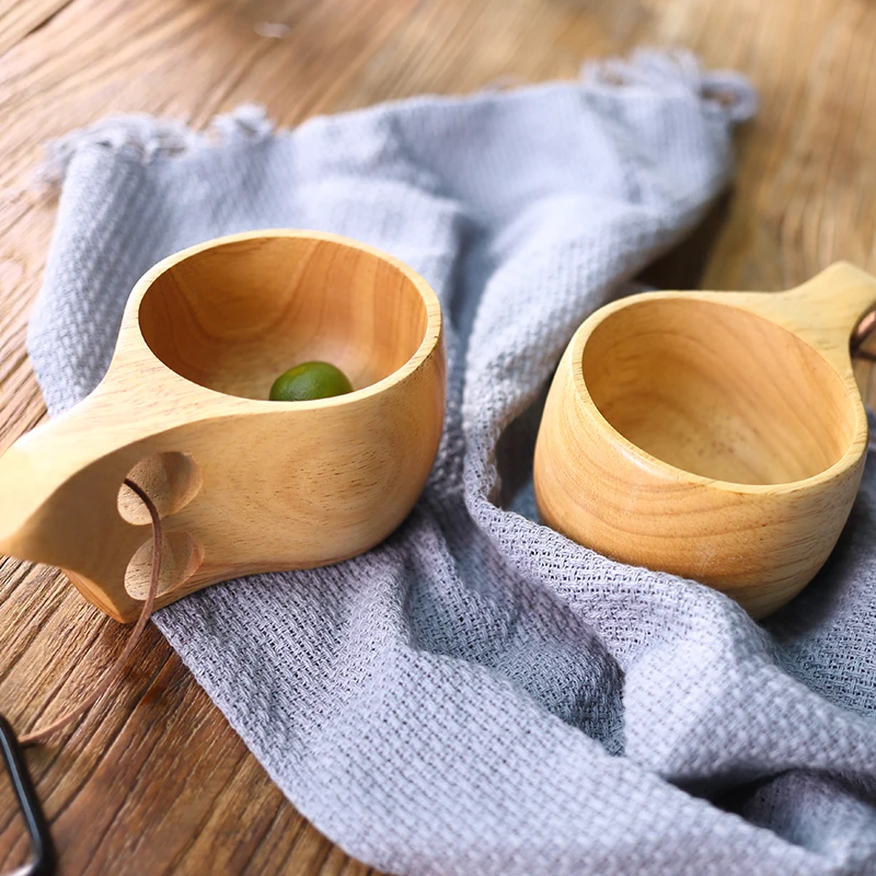 Finland Kuksa деревянная чашка Чай Портативный Кофе кружка с ручка из резины и дерева