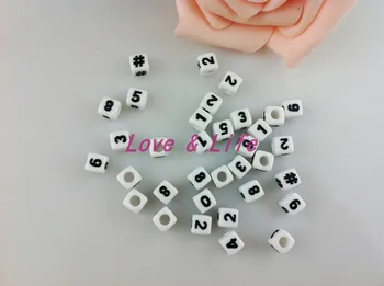 

7MM 500pcs/lot Mixed Number beads white Acrylic Beads black number beads Chunky, Loose Beads Acrylic For DIY, Free Shipping