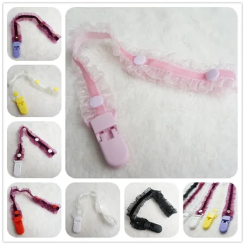 

MIYOCAR 2016 New Style-Hand made elasticity pacifier clip holder many color choose silk lace ribbon dummy clip holder