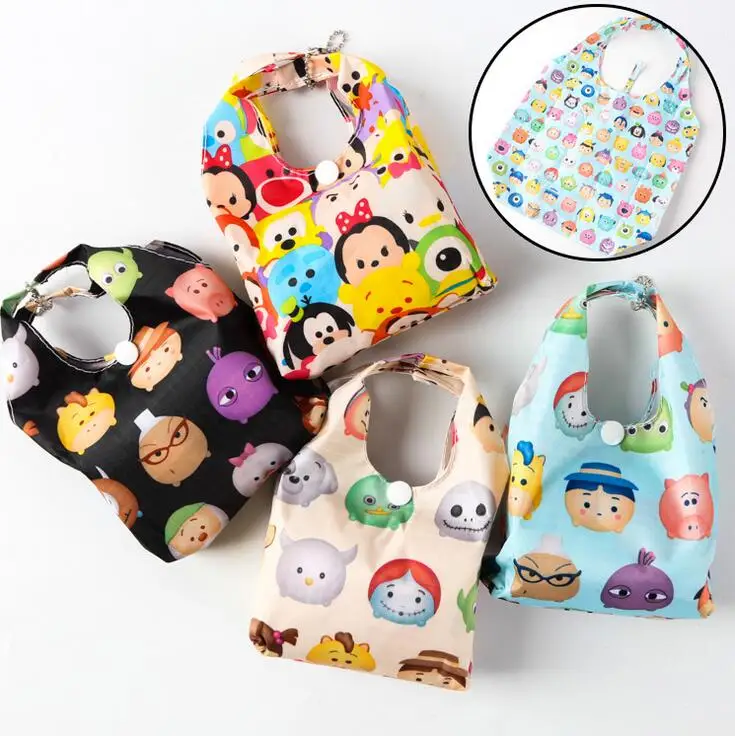 tsum Mickey Minnie Cartoon convenient Foldable bag Casual Environmental protection pouch