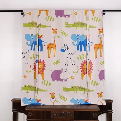 Мультфильм Лев слон животные плотные Короткие шторы для кухня детская комната маленький Римский окна одностворчатая дверь шторы - Цвет: curtain